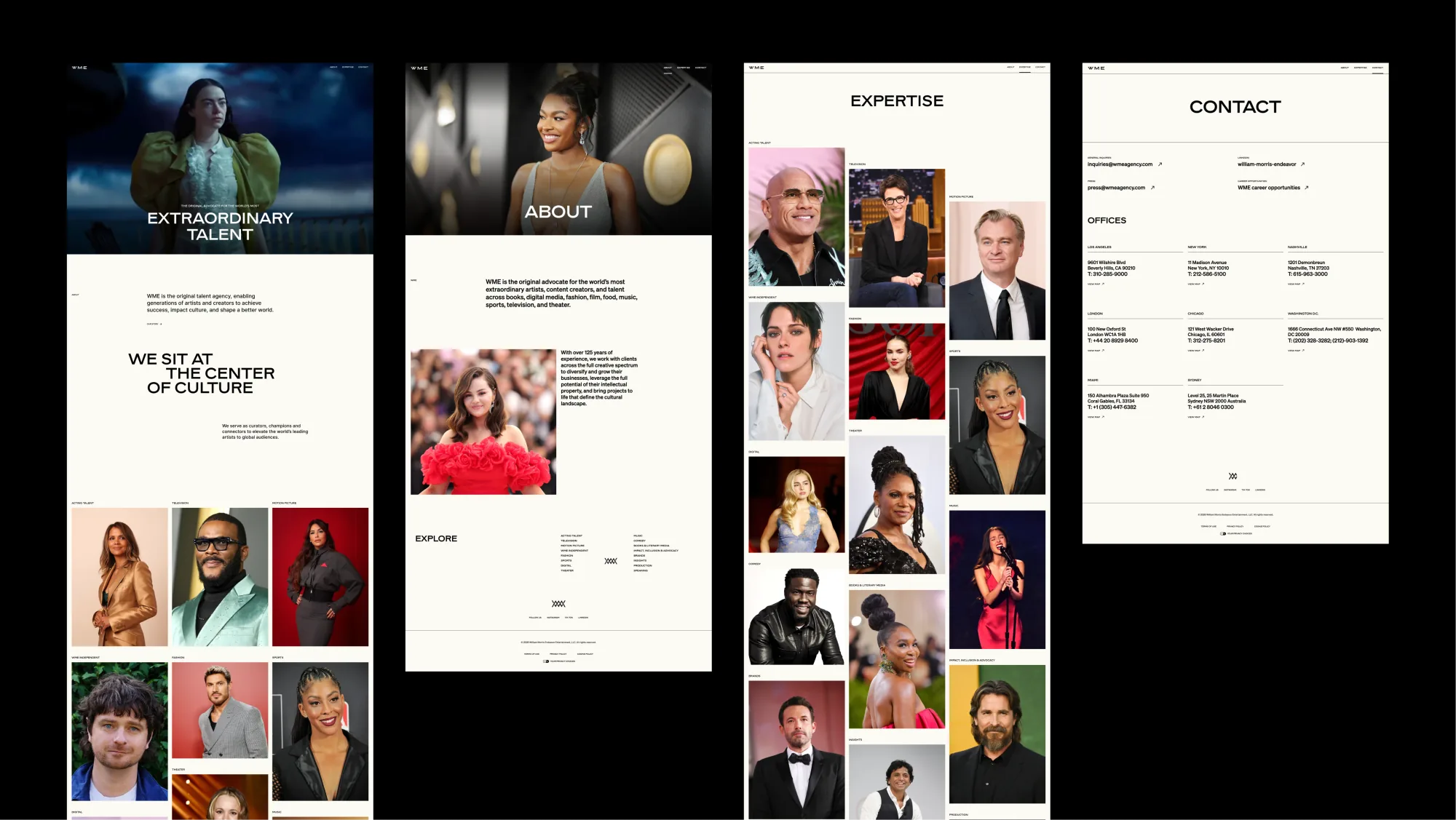 WME Agency content pages